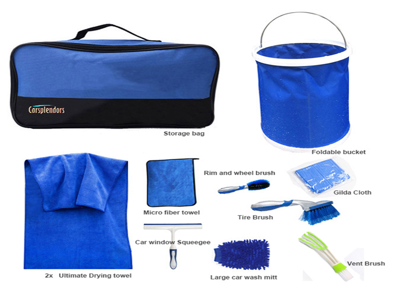 9 Pcs Car Detailing Kit, Car Cleaning Kit, Car Detailing Brush Set with Tool Storage Bag, Detail Bru